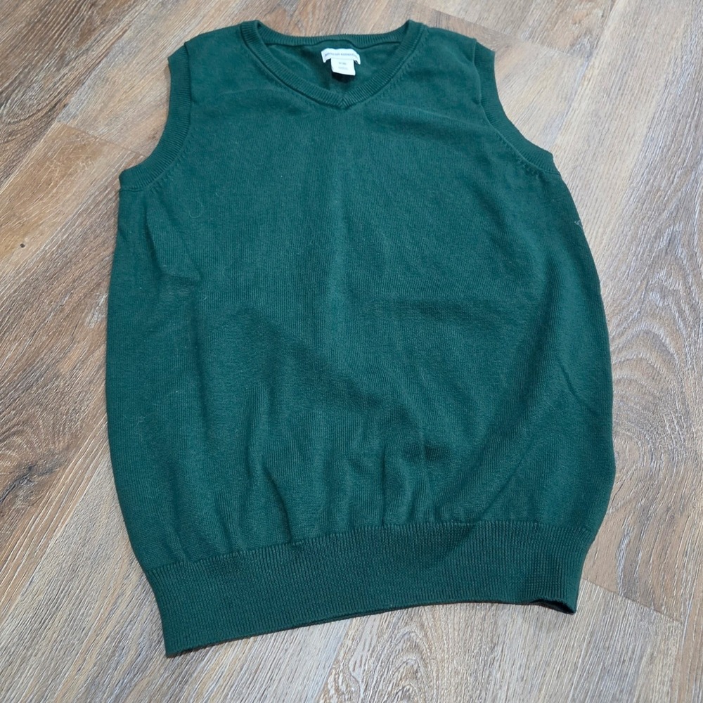 Amazon Essentials Boys Forest Green 100% Cotton V-Neck Sweater Vest Size M 8